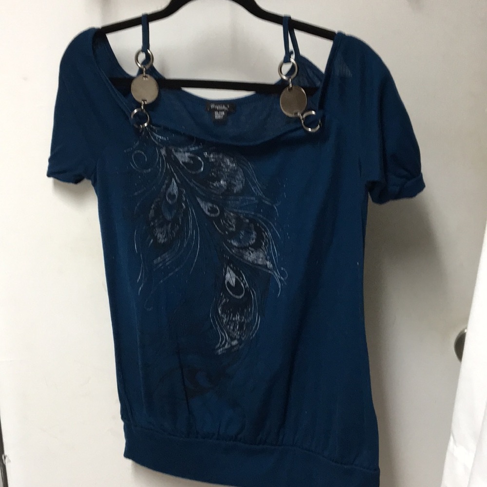 An off the shoulder short sleeve shirt